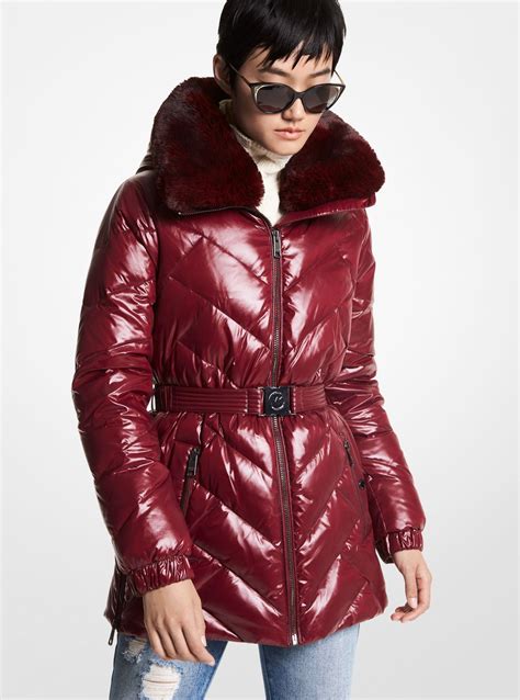 michael michael kors quilted nylon belted puffer coat|Michael Kors puffer jacket ladies.